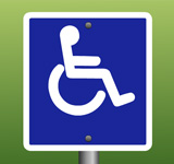 A wheelchair access sign