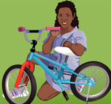 Indigenous girl with a bicycle